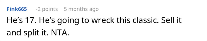 Mom Forces Son To Sell A Car He Inherited From Grandpa To Share With Family, Gets A Reality Check Mom Forces Son To Sell A Car He Inherited From Grandpa To Share With Family, Gets A Reality Check