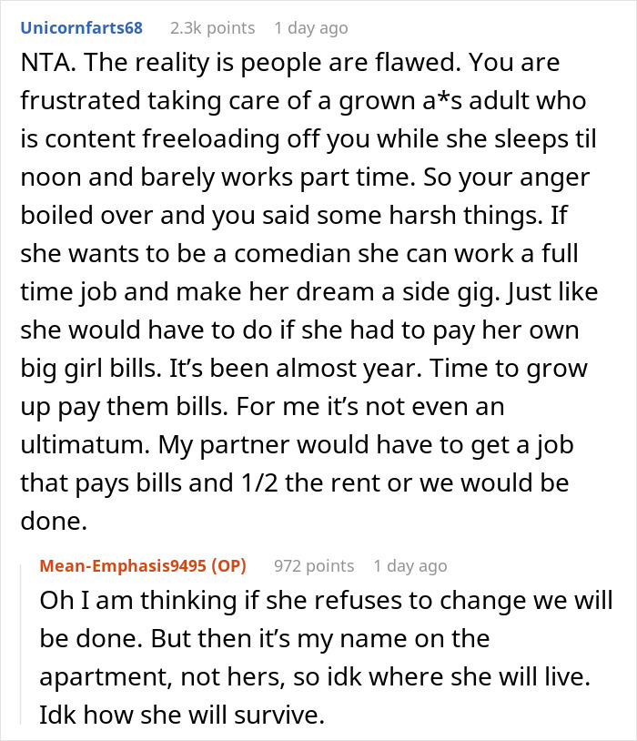 Aspiring Comedian Gets Harsh Truth From BF Who Bears All Expenses After She Quit Her 9-5 Job