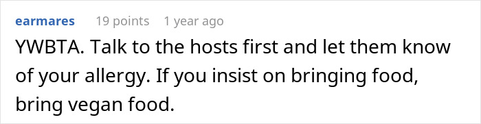 Allergic Person Receives Menu For Upcoming In-Law Dinner Party, Takes It As An Insult