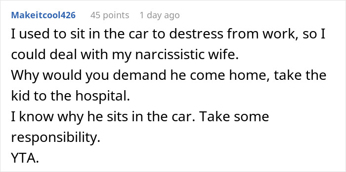 "AITA For Divorcing My Husband Because He Spent 10 Minutes In The Car During A Family Emergency?" "AITA For Divorcing My Husband Because He Spent 10 Minutes In The Car During A Family Emergency?"