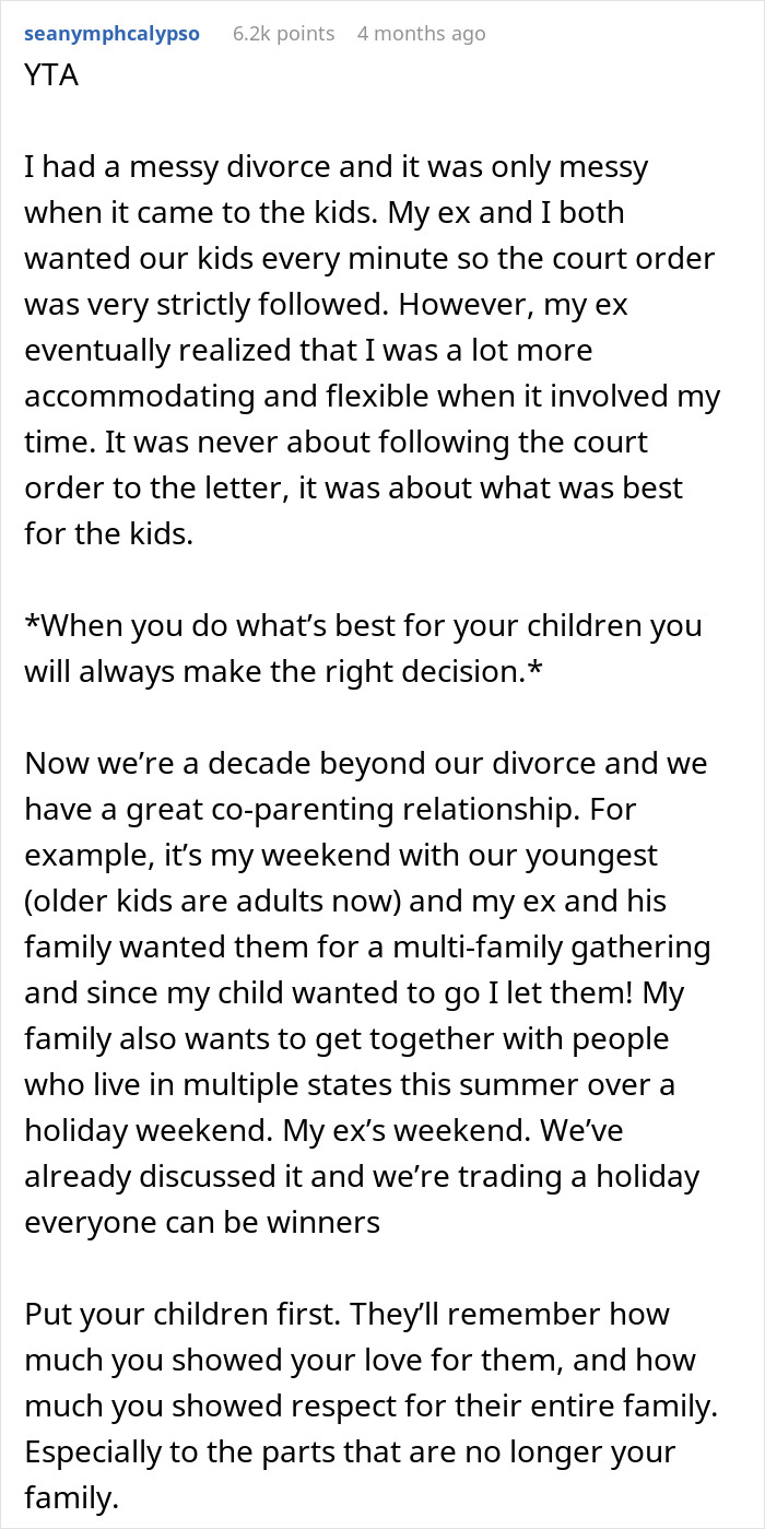 Mom Refuses To Take Her Kids During Ex&rsquo;s Week Because Of His Wife&rsquo;s Emergency, Gets A Reality Check