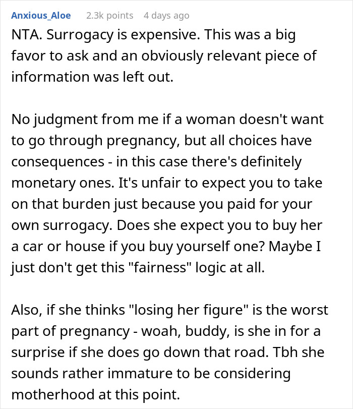 Man Learns Why Sister Wants Him To Pay For Her Surrogate, Tells Her Exactly What He Thinks Of Her