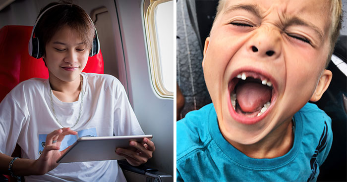 Unprepared Aunt Desperately Asks Teenager To Give Tablet To Her Kids On A Long Flight, He Pettily Refuses