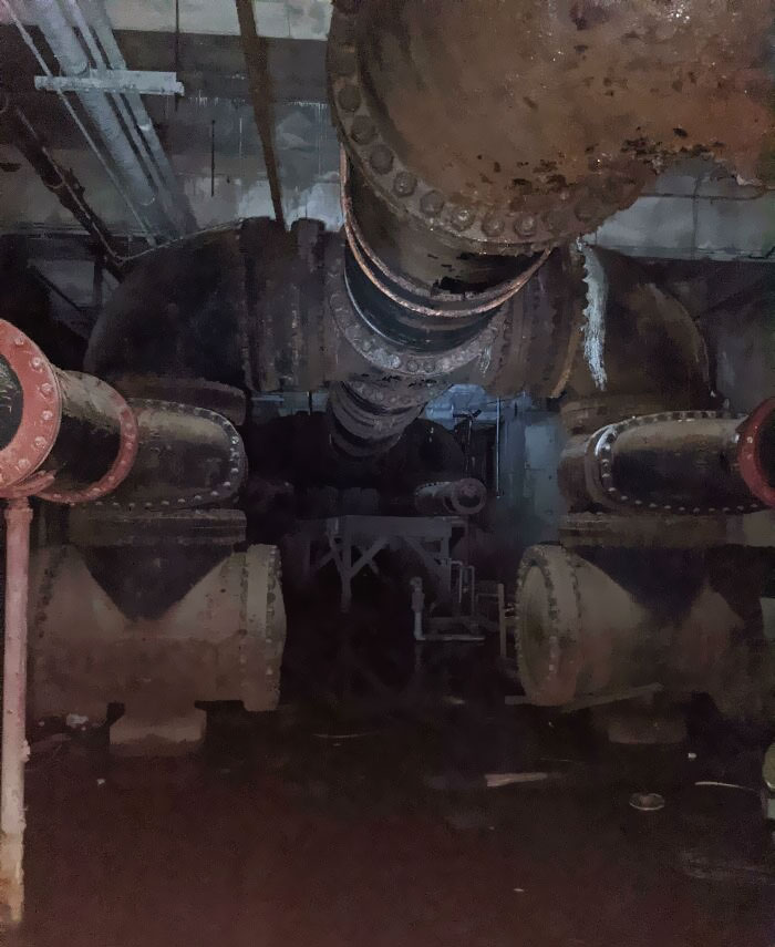Dark Basement Of An Abandoned Water Treatment Plant