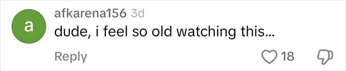 Comment expressing feeling old about Gen Alpha slang lesson, with 18 likes.