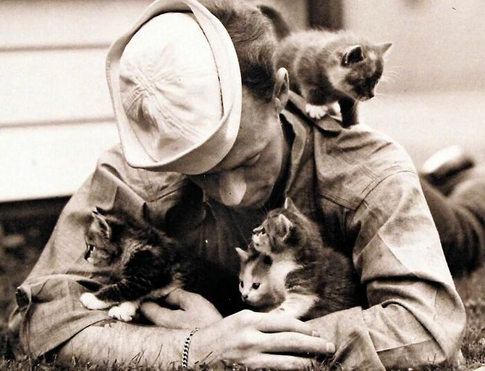 76 Vintage Photos Of Cats Posing With Famous People And Interesting Personalities (New Pics)