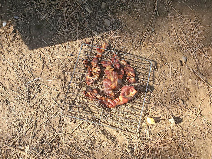 Breakfast - One Of The Best Parts Of Camping. Then My Brother Dropped The Bacon. Why Are We Still Here? Just To Suffer?