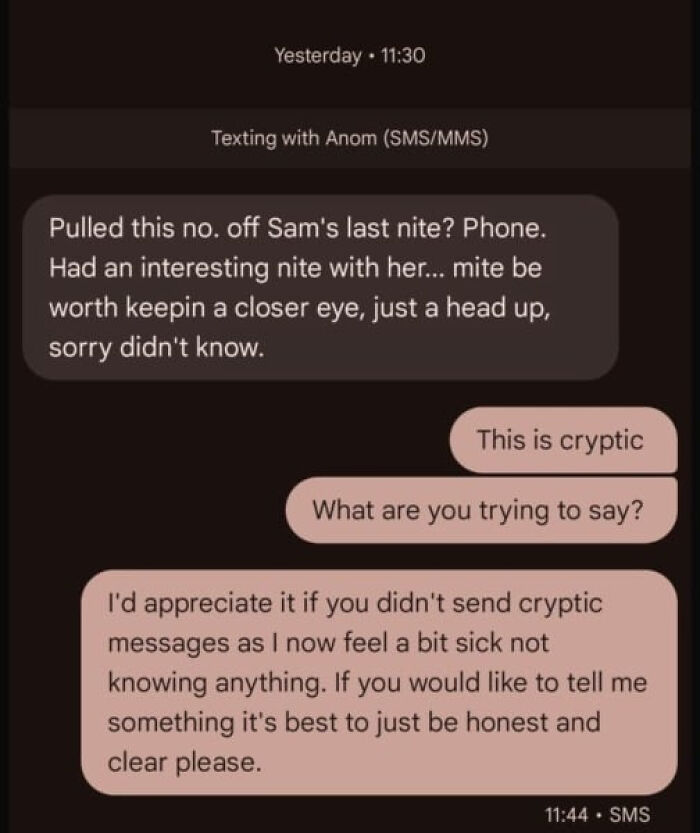 Guy Receives Cryptic Message Accusing His GF Of Infidelity, She Investigates Claiming It's Her Ex Guy Receives Cryptic Message Accusing His GF Of Infidelity, She Investigates Claiming It's Her Ex