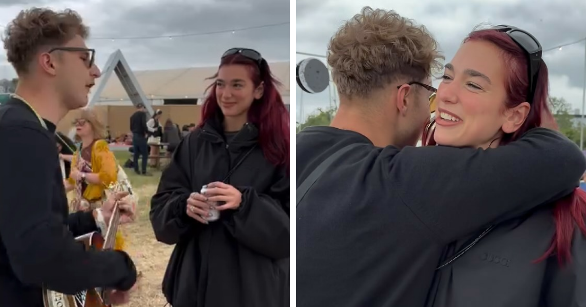 liam c dua lipa Dua Lipa “Desperate For Escape” As Fan Forces Her To Listen To His Song At  Glastonbury