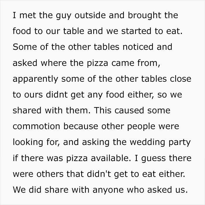 Bride Is Furious Guests Ordered Pizzas Because Her Family Ate Most Of The Food Bride Is Furious Guests Ordered Pizzas Because Her Family Ate Most Of The Food