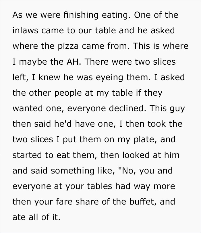 Bride Is Furious Guests Ordered Pizzas Because Her Family Ate Most Of The Food Bride Is Furious Guests Ordered Pizzas Because Her Family Ate Most Of The Food