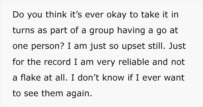 Friends Of 13 Years Turn Their Back On Woman After She Arrives Late For Party, She's Shocked Friends Of 13 Years Turn Their Back On Woman After She Arrives Late For Party, She's Shocked