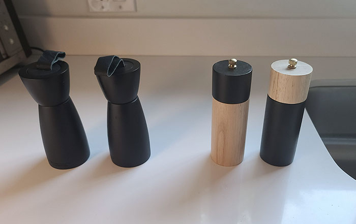 I Told My Wife I Couldn't Tell The Difference Between The Salt And Pepper Shakers From The Set On The Left. So She Bought The Set On The Right