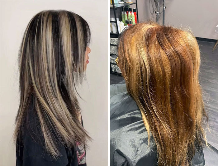 Asked For Black Hair With Chunky Highlights. The First One Is Inspiration Pictures, The Second One Is The Outcome