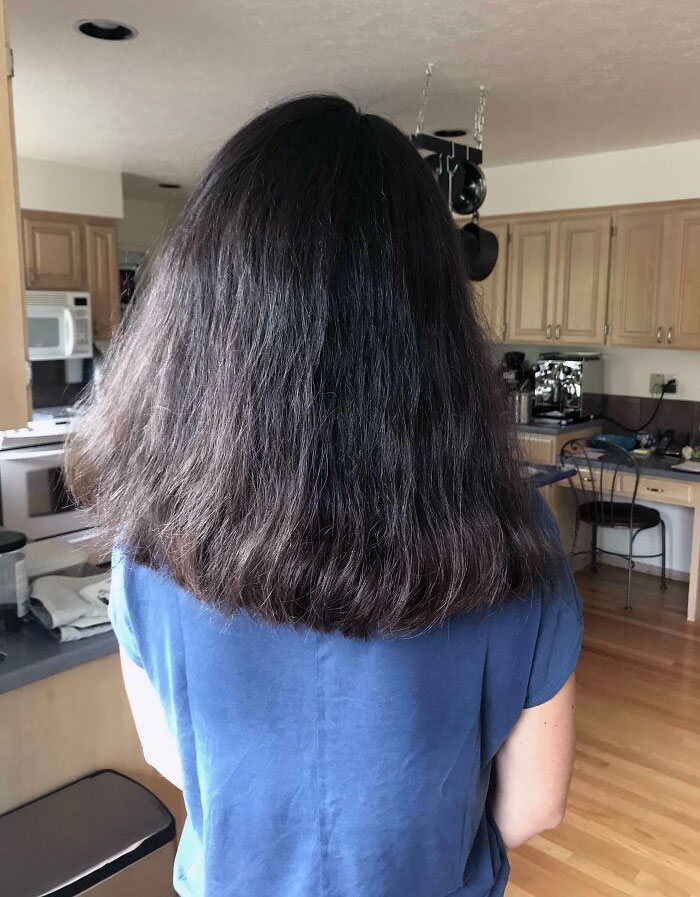 Asked For 3 Inches Off, She Cut Off 5 Inches. Come Home To Find Out It Isn’t Even Straight Or Even