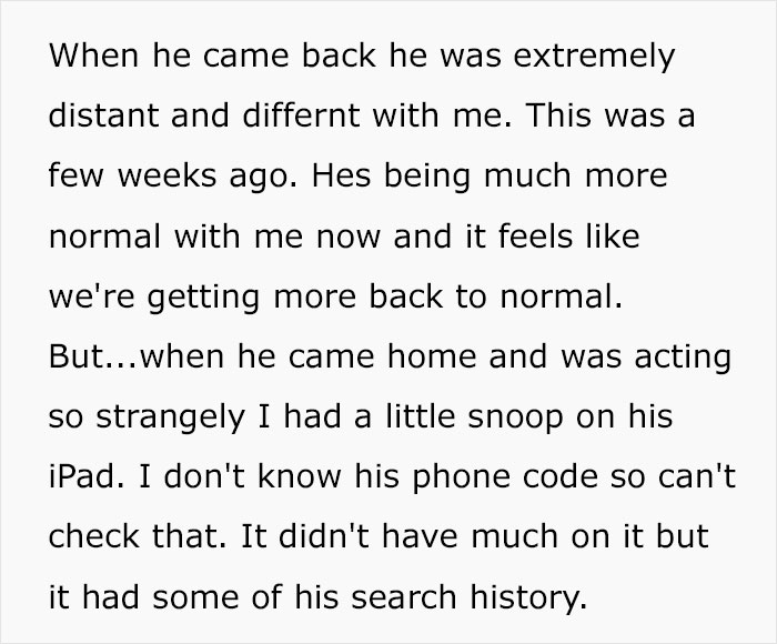 Husband Acts Suspiciously After Coming Back From Work Trip, Wife Goes Through His Search History