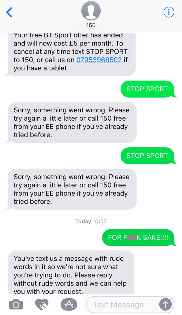 Trying To Cancel A Subscription Via Text Message