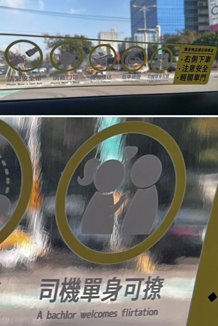 Sticker In My Taxi Says The Driver Is Single And Open To Flirting