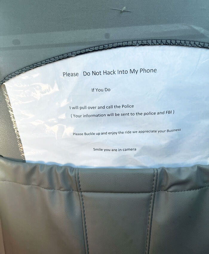 This Sign In My Uber In Houston This Weekend