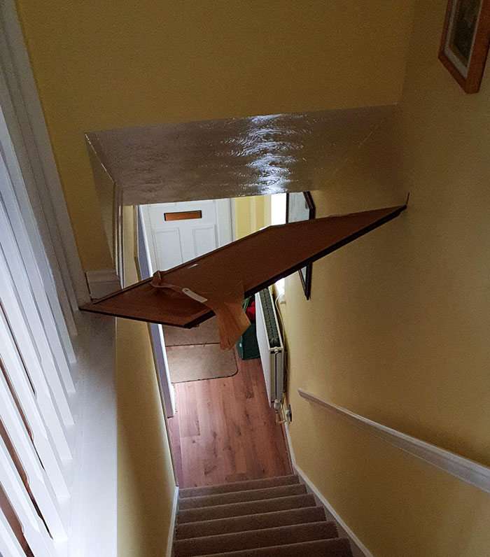 Picture Fell Off The Wall But Never Hit The Ground. Luckily, The Painting Wasn't Damaged