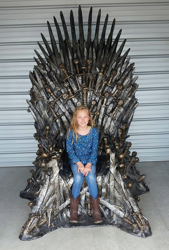 I Won A Life-Size Replica Of The Iron Throne. My Daughter For Scale