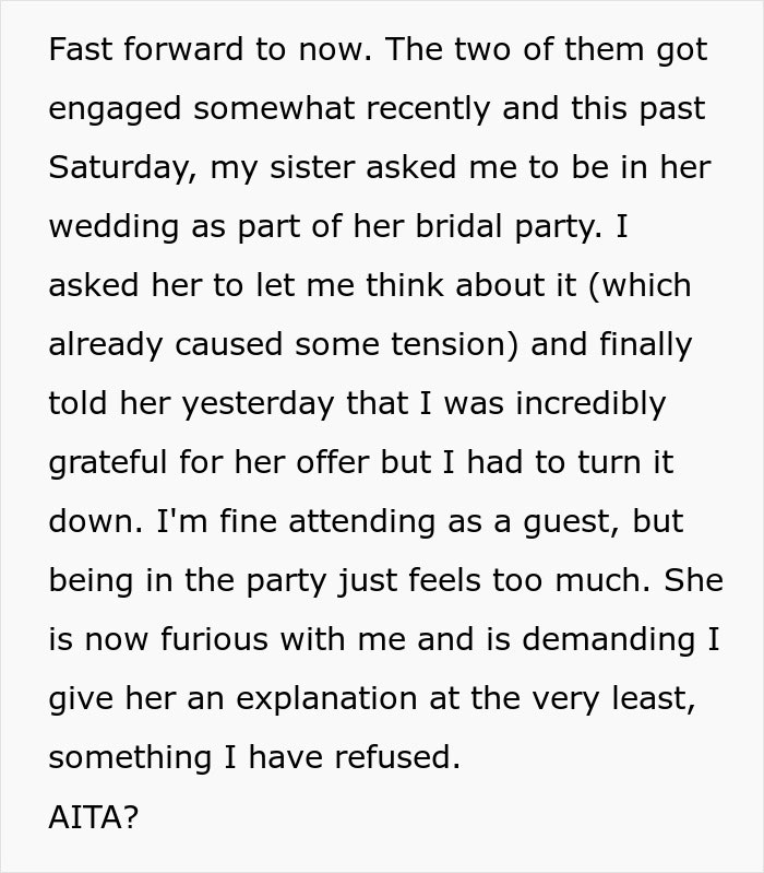 Man Wonders If He Should Confess The Reason He Won&rsquo;t Attend Sister&rsquo;s Bridal Party