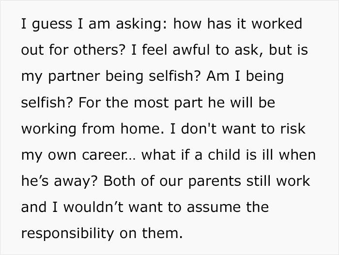 Woman Totally Unsure About Starting A Family With Partner After His Questionable Decision Woman Totally Unsure About Starting A Family With Partner After His Questionable Decision