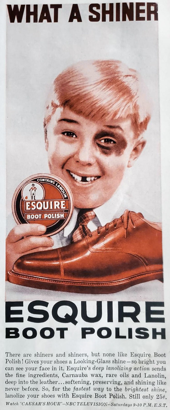 Esquire Boot Polish "What A Shiner" Ad From Life Magazine (1956)