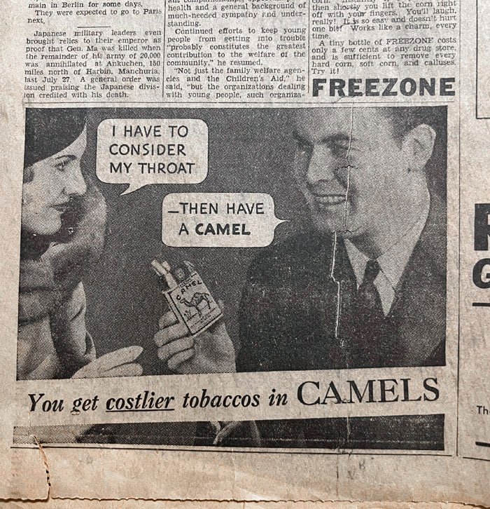 Camel Cigarette Ad From 1933