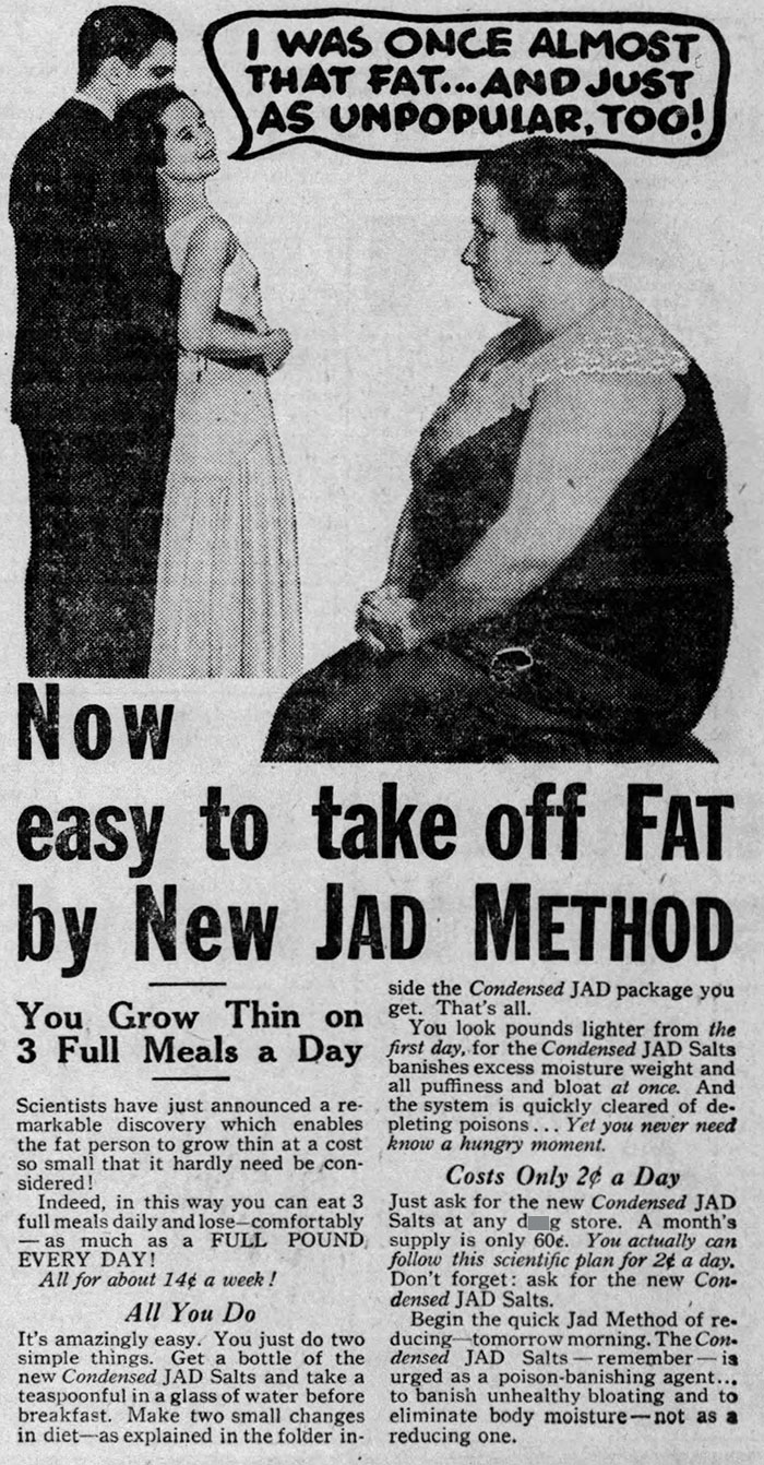 Back In The 1930s, They Believed That JAD Salts Could Cure Obesity While Still Maintaining A Normal Diet