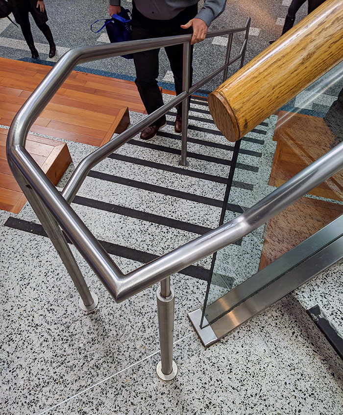 This Odd Handrail Blocking Half Of The Staircase At The San Jose Convention Center
