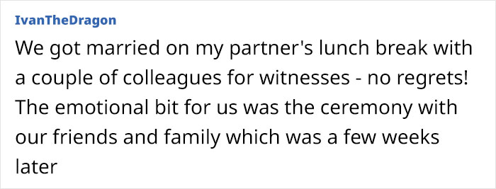 Bride Calls Her Wedding “Merely A Legal Formality”, Refuses To Take The Day Off From Work Bride Calls Her Wedding “Merely A Legal Formality”, Refuses To Take The Day Off From Work