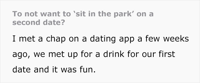 Woman Upset When Guy Asks Her To Sit In The Park For Second Date, Sparks Online Discussion Woman Upset When Guy Asks Her To Sit In The Park For Second Date, Sparks Online Discussion