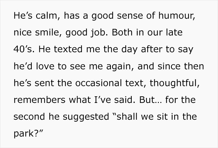 Woman Upset When Guy Asks Her To Sit In The Park For Second Date, Sparks Online Discussion Woman Upset When Guy Asks Her To Sit In The Park For Second Date, Sparks Online Discussion