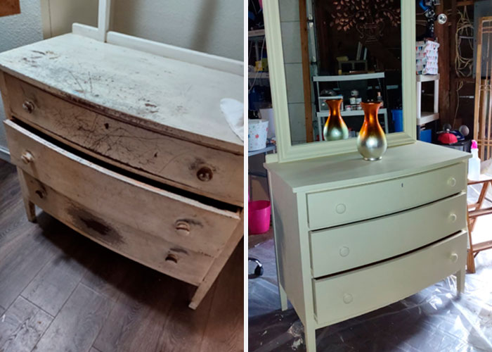 I Am 67 Years Old,and I Love To Give Makeovers To Beautiful Furniture.this Was Abandoned At The Place I Am Renting,got A Mirror And Now Is One Of Our Favorite Pieces