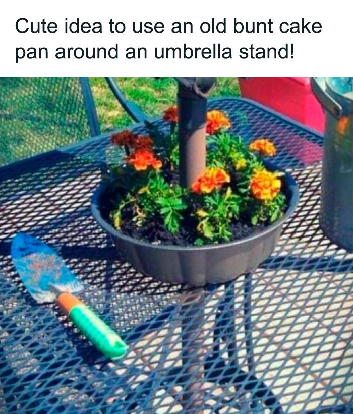 Old Bunt Cake Pan As Plant Pot