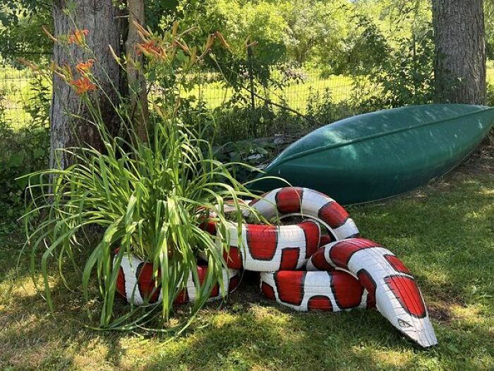 I Used Exterior House Paint To Hand Paint It And It’s Still Holding On Strong. It Is Surprisingly One Of My Favorite Additions To Our Yard Especially Since I’m Terrified Of Snakes