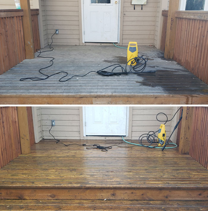 Just Moved Into A House. The Family Before Me Were Heavy Smokers, So The Deck Was Gray From The Ashes. I Might Need To Do A Bit Of Sanding And Wood Stain Again, But It Still Feels Better