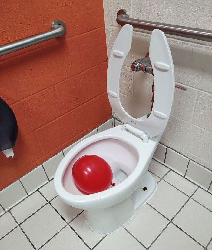 After Closing Up At Work I Found A Red Balloon In The Toilet