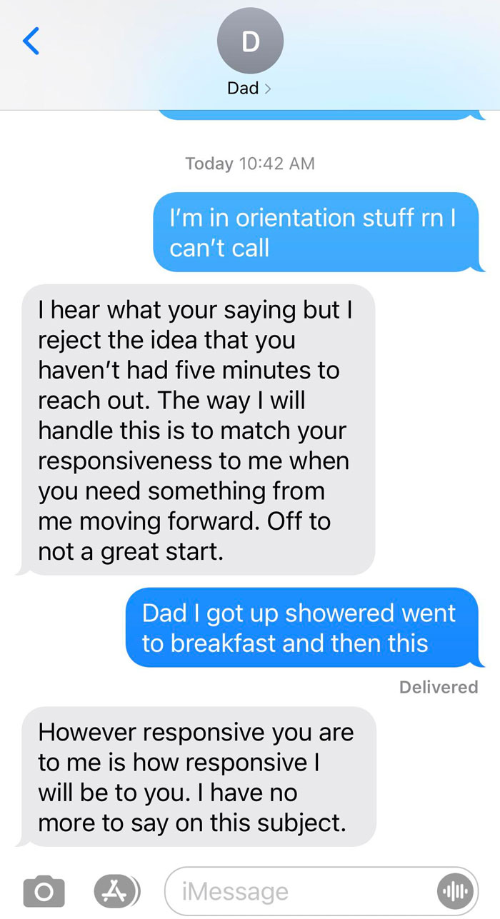 I’ve Been At College For One Day. He Dropped Me Off Yesterday. It’s Orientation Week