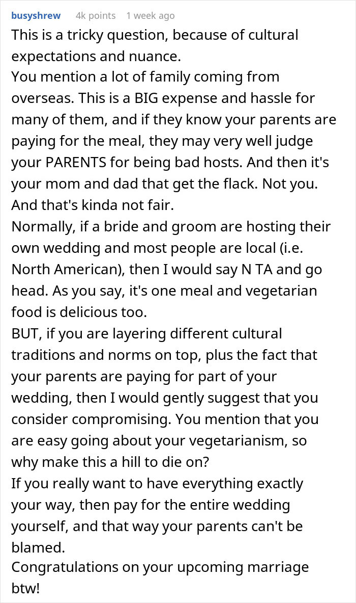 &ldquo;Disrespectful&rdquo;: Couple Called Out For Their Vegetarian Wedding Menu, Ask Who&rsquo;s In The Wrong