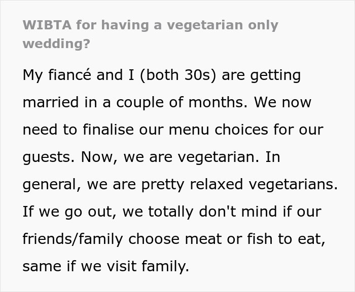 &ldquo;Disrespectful&rdquo;: Couple Called Out For Their Vegetarian Wedding Menu, Ask Who&rsquo;s In The Wrong