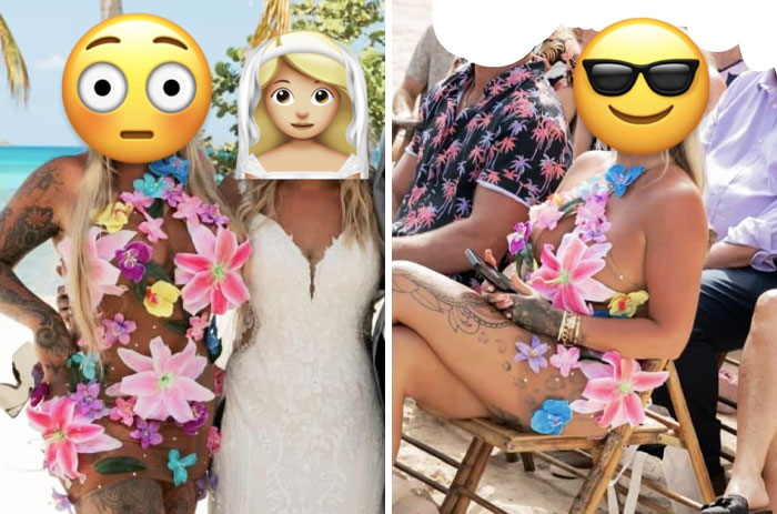 The Dress, The Hair, And The Make-Up A Girl Wore To My Friend's Beach Wedding. At First Glance, She Looked Nude 