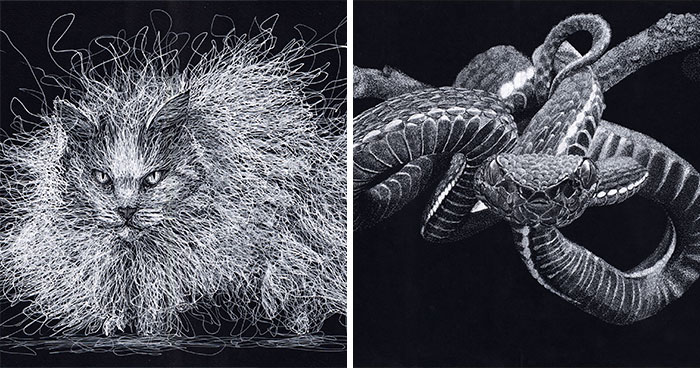 Years Ago, My Daughter Got Me A Sketchbook And I’ve Been Drawing White On Black Ever Since (23 New Pics)