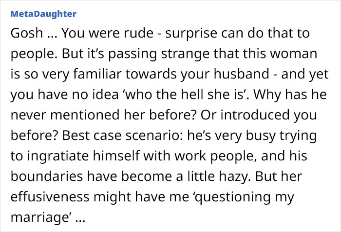 Guy’s Wife’s And “Work Wife’s” 20-Second Interaction At A Party Makes Him Question His Marriage Guy’s Wife’s And “Work Wife’s” 20-Second Interaction At A Party Makes Him Question His Marriage