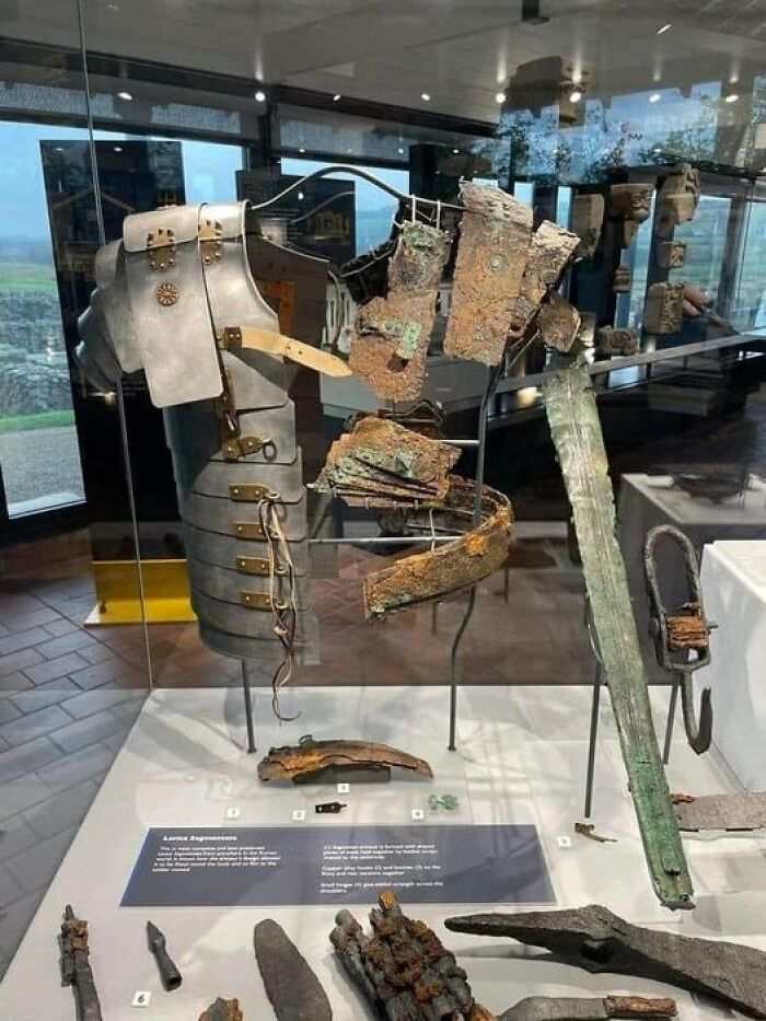 The Best Preserved And Most Intact Lorica Segmentata Roman Armour In Existence. This Armour Discovered In Corbridge Roman Town Near Hadrian’s Wall Is Of International Importance