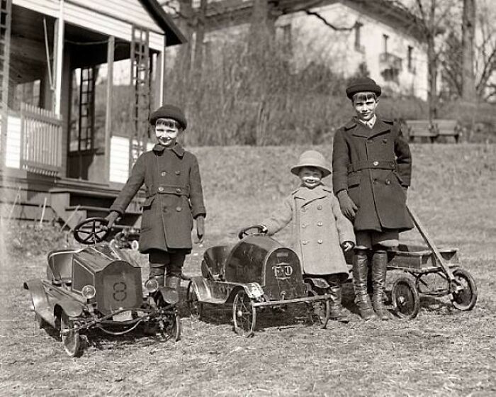 Children With Pedal Cars 100 Years Ago