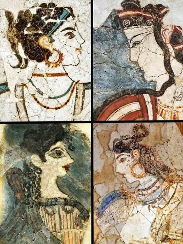 Bronze Age Frescoes From Knossos (In Crete) , Thera (Santorini) And Mycenae (In Peloponnese); 17th - 13th Century Bc