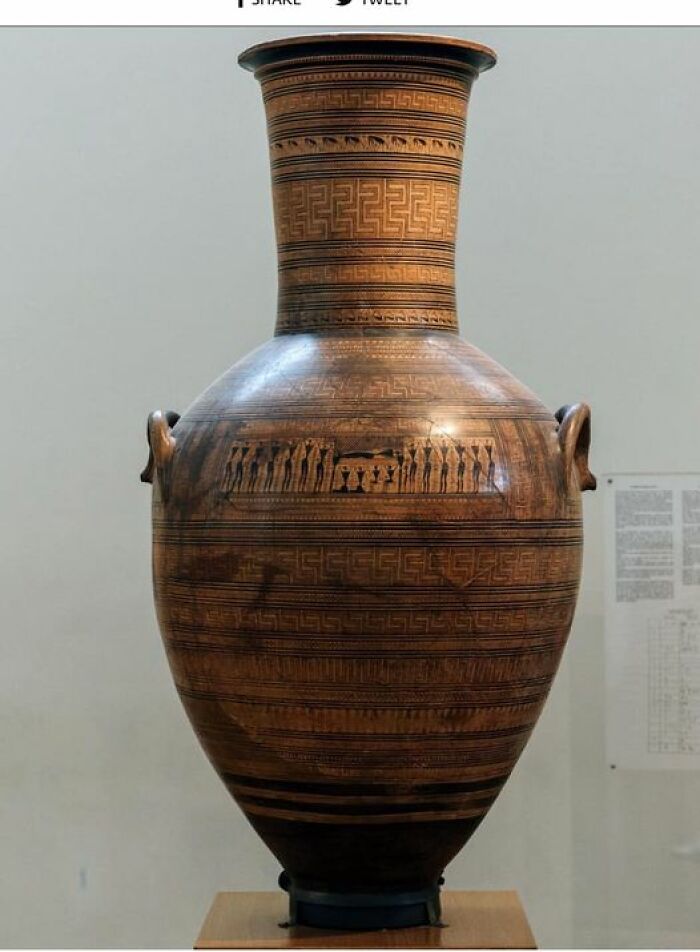 Large Epitaphic Attic Geometric Amphora (Large Closed Vessel With Two Vertical Handles For Transporting Or Storing Liquid Or Solid Products), With A Scene Of Burial And Mourning
