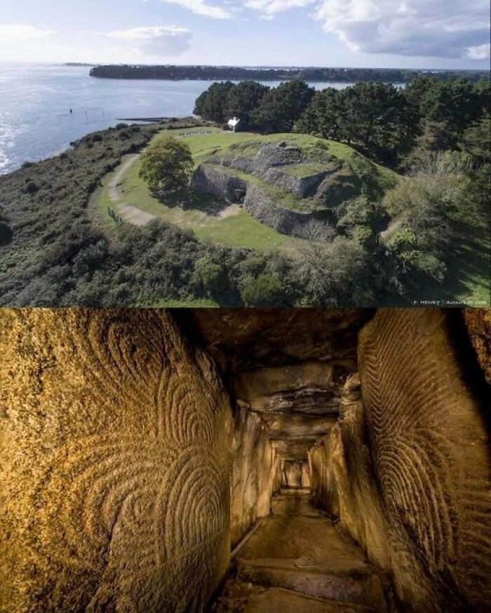 Gavrinis Is A Small Island In The Gulf Of Morbihan In Brittany, France. It Contains The Gavrinis Tomb, A Neolithic Passage Tomb Built Around 4200–4000 Bc, Making It One Of The World's Oldest Surviving Buildings